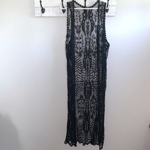 Vivid Importer mesh floor length vest cardigan